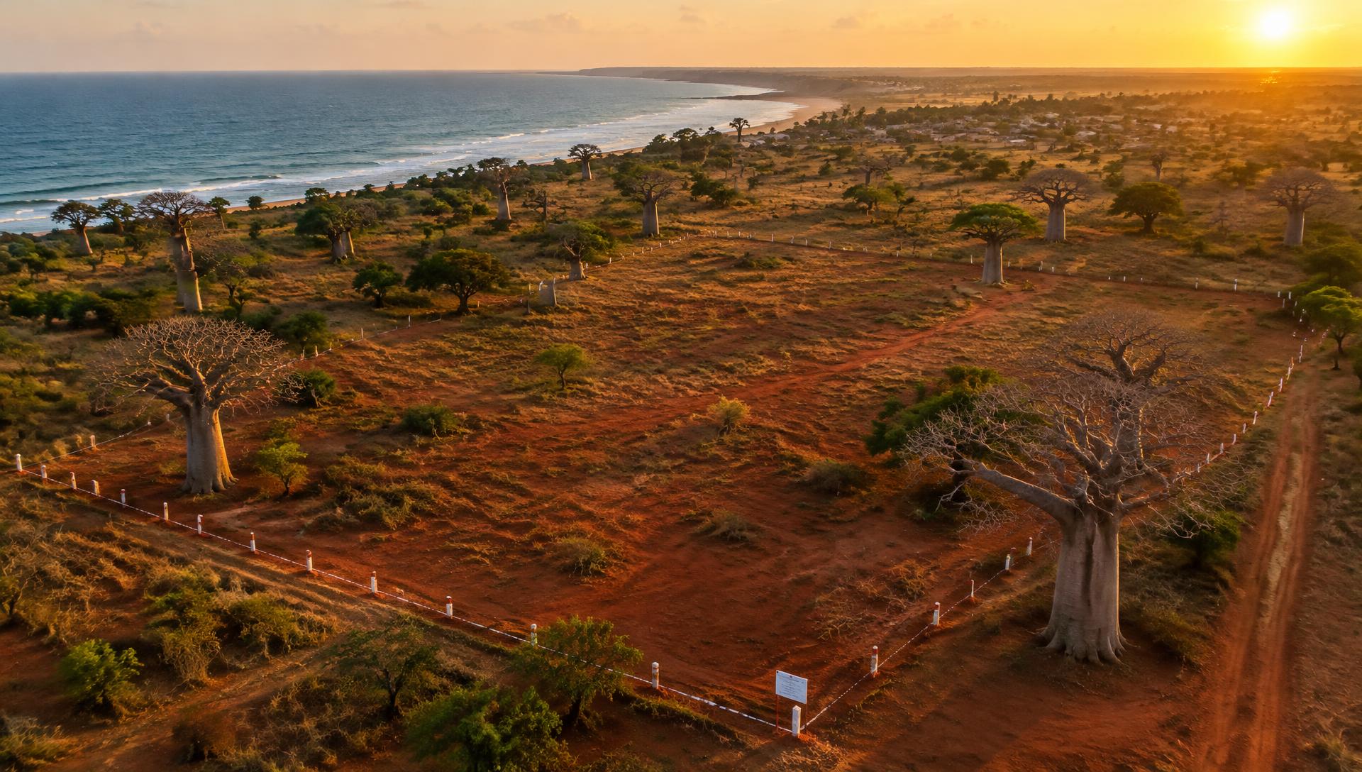 Terrain au Sénégal au coucher du soleil